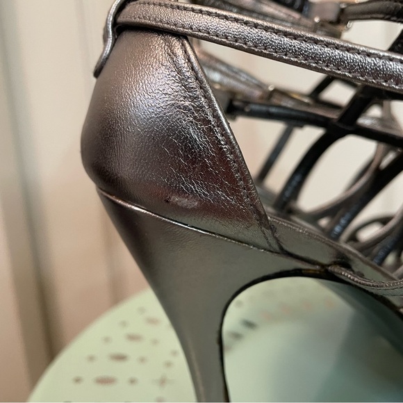 Silver Stuart Weitzman Strappy Heels Sandals 7 - Picture 5 of 9